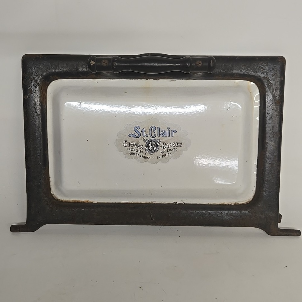 Vintage St. Clair Stoves & Ranges‎ Porcelain Door Advertisement